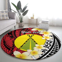 Sigave Chiefdom Wallis and Futuna Personalized Round Carpet Frangipani Flowers Polynesian Pattern