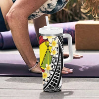Sigave Chiefdom Wallis and Futuna Personalized Tumbler With Handle Frangipani Flowers Polynesian Pattern