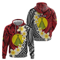 Sigave Chiefdom Wallis and Futuna Personalized Zip Hoodie Frangipani Flowers Polynesian Pattern