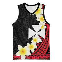 Uvea Chiefdom Wallis and Futuna Personalized Basketball Jersey Frangipani Flowers Polynesian Pattern - Polynesian Pride