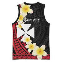 Uvea Chiefdom Wallis and Futuna Personalized Basketball Jersey Frangipani Flowers Polynesian Pattern - Polynesian Pride