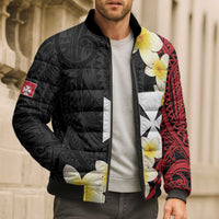Uvea Chiefdom Wallis and Futuna Personalized Bomber Puffer Jacket Frangipani Flowers Polynesian Pattern - Polynesian Pride
