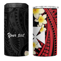 Uvea Chiefdom Wallis and Futuna Personalized 4 in 1 Can Cooler Tumbler Frangipani Flowers Polynesian Pattern LT9 One Size: 16 oz Red - Polynesian Pride