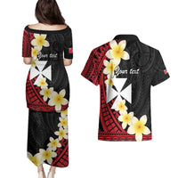 Uvea Chiefdom Wallis and Futuna Personalized Couples Matching Puletasi and Hawaiian Shirt Frangipani Flowers Polynesian Pattern