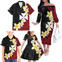 Uvea Chiefdom Wallis and Futuna Personalized Family Matching Off The Shoulder Long Sleeve Dress and Hawaiian Shirt Frangipani Flowers Polynesian Pattern