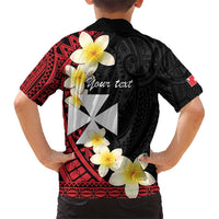 Uvea Chiefdom Wallis and Futuna Personalized Family Matching Short Sleeve Bodycon Dress and Hawaiian Shirt Frangipani Flowers Polynesian Pattern