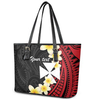 Uvea Chiefdom Wallis and Futuna Personalized Leather Tote Bag Frangipani Flowers Polynesian Pattern