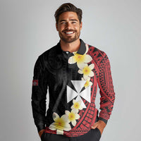 Uvea Chiefdom Wallis and Futuna Personalized Long Sleeve Polo Shirt Frangipani Flowers Polynesian Pattern