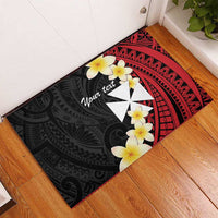 Uvea Chiefdom Wallis and Futuna Personalized Rubber Doormat Frangipani Flowers Polynesian Pattern