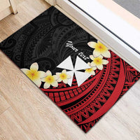 Uvea Chiefdom Wallis and Futuna Personalized Rubber Doormat Frangipani Flowers Polynesian Pattern