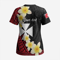 Uvea Chiefdom Wallis and Futuna Personalized Scrub Top Frangipani Flowers Polynesian Pattern - Polynesian Pride