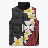 Uvea Chiefdom Wallis and Futuna Personalized Sleeveless Puffer Jacket Frangipani Flowers Polynesian Pattern - Polynesian Pride