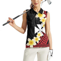Uvea Chiefdom Wallis and Futuna Personalized Women Sleeveless Polo Shirt Frangipani Flowers Polynesian Pattern