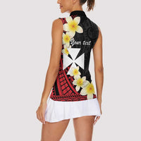 Uvea Chiefdom Wallis and Futuna Personalized Women Sleeveless Polo Shirt Frangipani Flowers Polynesian Pattern