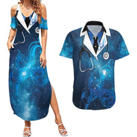 New Zealand Nurses RN Personalised Couples Matching Summer Maxi Dress and Hawaiian Shirt Galaxy Stethoscope Maori Motif