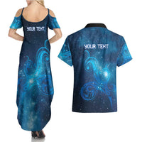 New Zealand Nurses RN Personalised Couples Matching Summer Maxi Dress and Hawaiian Shirt Galaxy Stethoscope Maori Motif