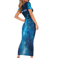 New Zealand Nurses RN Personalised Family Matching Short Sleeve Bodycon Dress and Hawaiian Shirt Galaxy Stethoscope Maori Motif