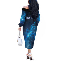 New Zealand Nurses RN Personalised Off The Shoulder Long Sleeve Dress Galaxy Stethoscope Maori Motif
