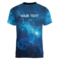 New Zealand Nurses RN Personalised Women V-Neck T-Shirt Galaxy Stethoscope Maori Motif