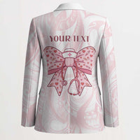 New Zealand Nurses RN Personalised Blazer Pink Stethoscope Coquette Bow Maori Motif