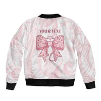 New Zealand Nurses RN Personalised Bomber Jacket Pink Stethoscope Coquette Bow Maori Motif