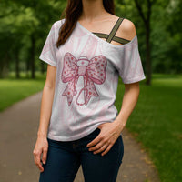 New Zealand Nurses RN Personalised Cross Shoulder Shirt Pink Stethoscope Coquette Bow Maori Motif