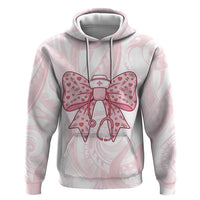 New Zealand Nurses RN Personalised Hoodie Pink Stethoscope Coquette Bow Maori Motif