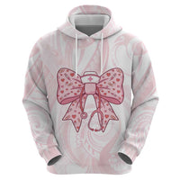 New Zealand Nurses RN Personalised Hoodie Pink Stethoscope Coquette Bow Maori Motif
