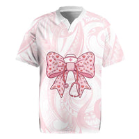 New Zealand Nurses RN Personalised Rugby Jersey Pink Stethoscope Coquette Bow Maori Motif LT9 Pink - Polynesian Pride