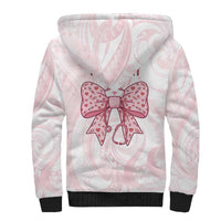 New Zealand Nurses RN Personalised Sherpa Hoodie Pink Stethoscope Coquette Bow Maori Motif