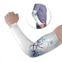 New Zealand Nurses RN Personalised Arm Sleeves Stethoscope Floral Maori Motif LT9 Set of 2 White - Polynesian Pride