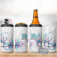 New Zealand Nurses RN Personalised 4 in 1 Can Cooler Tumbler Stethoscope Floral Maori Motif