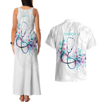 New Zealand Nurses RN Personalised Couples Matching Tank Maxi Dress and Hawaiian Shirt Stethoscope Floral Maori Motif