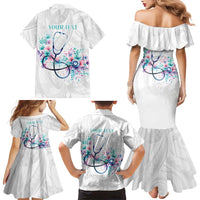 New Zealand Nurses RN Personalised Family Matching Mermaid Dress and Hawaiian Shirt Stethoscope Floral Maori Motif LT9 - Polynesian Pride