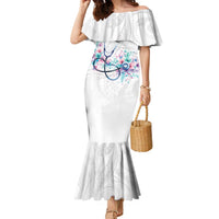 New Zealand Nurses RN Personalised Family Matching Mermaid Dress and Hawaiian Shirt Stethoscope Floral Maori Motif LT9 Mom's Dress White - Polynesian Pride