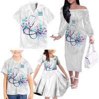 New Zealand Nurses RN Personalised Family Matching Off The Shoulder Long Sleeve Dress and Hawaiian Shirt Stethoscope Floral Maori Motif LT9 - Polynesian Pride