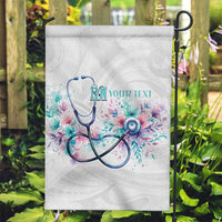 New Zealand Nurses RN Personalised Garden Flag Stethoscope Floral Maori Motif LT9 Garden Flag White - Polynesian Pride