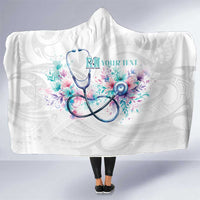 New Zealand Nurses RN Personalised Hooded Blanket Stethoscope Floral Maori Motif