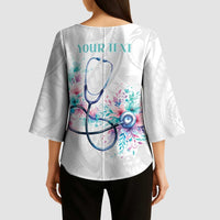 New Zealand Nurses RN Personalised Kimono Sleeve Blouse Stethoscope Floral Maori Motif LT9 - Polynesian Pride