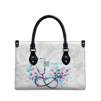 New Zealand Nurses RN Personalised Leather Bag Stethoscope Floral Maori Motif