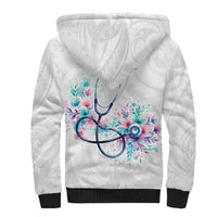 New Zealand Nurses RN Personalised Sherpa Hoodie Stethoscope Floral Maori Motif