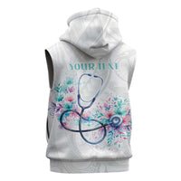 New Zealand Nurses RN Personalised Sleeveless Hoodie Stethoscope Floral Maori Motif