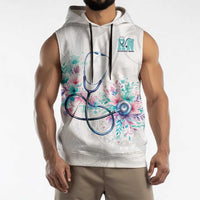 New Zealand Nurses RN Personalised Sleeveless Hoodie Stethoscope Floral Maori Motif