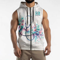 New Zealand Nurses RN Personalised Sleeveless Zip Hoodie Stethoscope Floral Maori Motif
