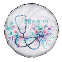New Zealand Nurses RN Personalised Spare Tire Cover Stethoscope Floral Maori Motif