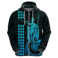 Custom Hawaii Hoodie King Kamehameha Aqua LT9 - Polynesian Pride
