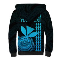 Custom Hawaii Sherpa Hoodie King Kamehameha - Aqua LT9 - Polynesian Pride