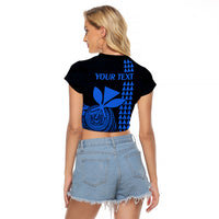 Custom Hawaii Raglan Cropped T Shirt King Kamehameha - Blue LT9 - Polynesian Pride