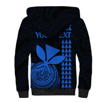 Custom Hawaii Sherpa Hoodie King Kamehameha - Blue LT9 - Polynesian Pride