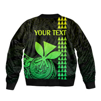 Custom Hawaii Sleeve Zip Bomber Jacket King Kamehameha - Lime LT9 - Polynesian Pride
